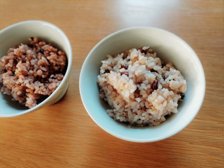 酵素玄米と通常の玄米の比較写真